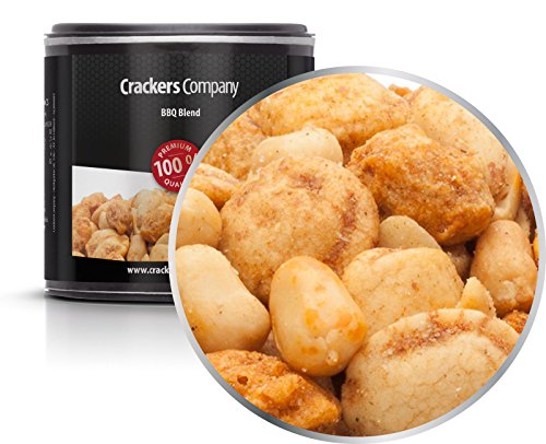 5 x 90g Nussmischung BBQ Erdnuss Mix mit Nuss-Varianten gewürzt im Teigmantel 22% Protein von Crackerscompany