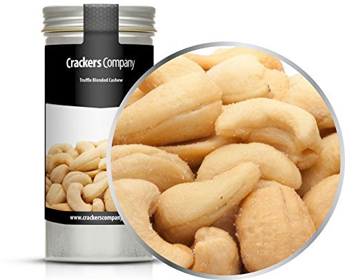 4 x 80g Trüffelöl Cashewkerne geröstet mit Meersalz Weisses Trüffelöl Luxus Snack vegetarisch vegan glutenfrei laktosefrei 18 % Protein für Feinschmecker von Crackerscompany