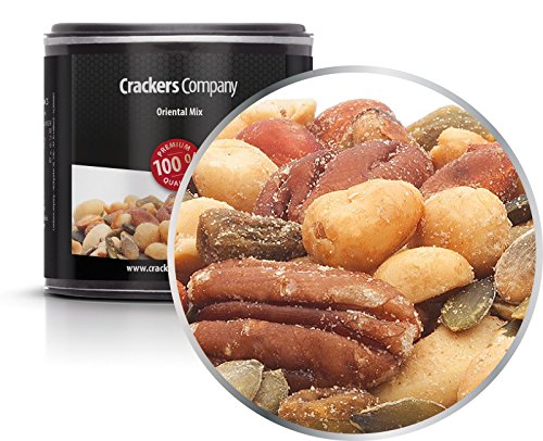 4 x 90g Nusskernmischung fernost mit Erdnüss Pistazie Cashew Pecan Mandel Kürbiskerne 23 % Protein von Crackerscompany