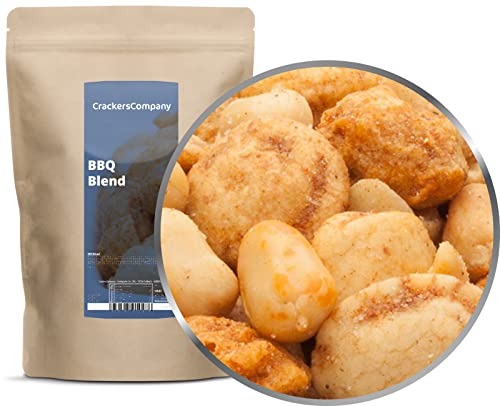 1 x 450g Nussmischung BBQ Erdnuss Mix mit Nuss-Varianten gewürzt im Teigmantel 22% Protein von Crackerscompany