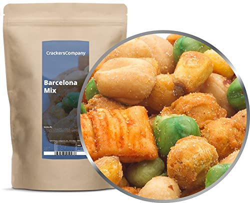 1 x 450g Snackmischung Barcelona Knabberei mit Salsa Erdnüsse Maiskörner Nach Kichererbsen 19% Protein von Crackerscompany