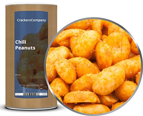 1 x 750g Erdnüsse geröstet mit Meersalz Chili mittelscharf vegetarisch laktosefrei würzig 25 % Protein von Crackerscompany