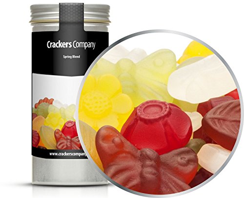 5 x 120g Fruchtsaftgummi Mischung Frühlingsblumen gelatinefreie Fruchtgummi Mix mit Kirsche Pfirsich Ananas Erdbeergeschmack vegetarisch vegan glutenfrei laktosefrei von Crackerscompany