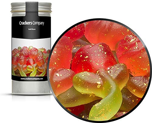 3 x 110g Fruchtsaftgummi Rosen mit 24 Karat Echtgold Gummibonbon rote Rosen mit grünem Stiel ideal als Geschenk glutenfrei laktosefrei von Crackerscompany