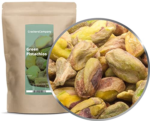 CrackersCompany 'Green Pistachios' (2 x 500g in ZIP Beutel) Grüne Pistazien, naturbelassen - Ungesalzene, schonend geröstete Pistazienkerne ohne Schale. von Crackerscompany