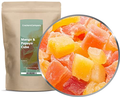 1 x 600g Mango & Papaya gehackt gewürfelt kandiert für Joghurt Quark Müsli sehr fettarm salzfrei vegetarisch vegan glutenfrei laktosefrei 100 % Premium von Crackerscompany
