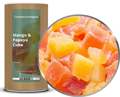 1 x 700g Mango & Papaya gehackt gewürfelt kandiert für Joghurt Quark Müsli sehr fettarm salzfrei vegetarisch vegan glutenfrei laktosefrei 100 % Premium von Crackerscompany