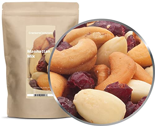 1 x 550g Nussmischung Manhattan Snack mit Cashew Mandel Cranberry leicht gesalzen zuckerfrei salzfrei vegetarisch vegan glutenfrei laktosefrei 100 % Premium von Crackerscompany