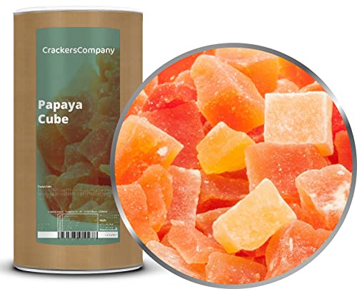1 x 700g Papaya gehackt gewürfelt kandiert für Joghurt Quark Müsli sehr fettarm salzfrei vegetarisch vegan glutenfrei laktosefrei 100 % Premium von Crackerscompany