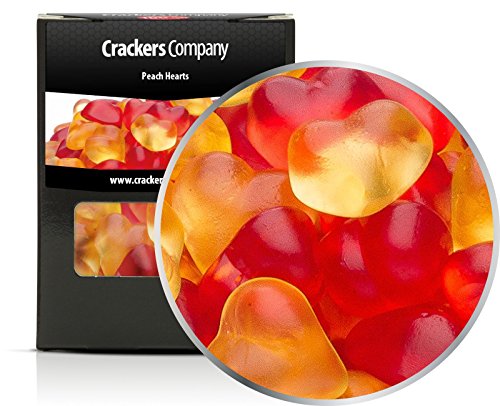 5 x 140g Pfirsich Fruchtsaftgummi in Herzform in Rot und Gelb Gummibonbon glutenfrei laktosefrei von Crackerscompany