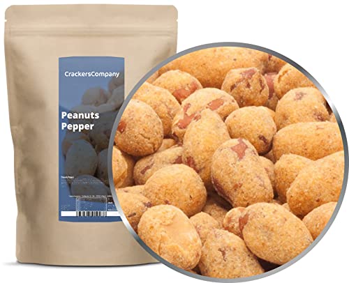 1 x 500g Argentischie Erdnüsse mit Pfeffer Mittelscharf vegan und laktosefrei Partysnack mit Pfeffermantel von Crackerscompany