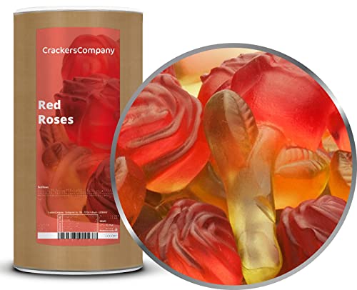 1 x 1050g Fruchtsaftgummi Rosen Gummibonbon rote Rosen mit grünem Stiel ideal als Geschenk glutenfrei laktosefrei von Crackerscompany