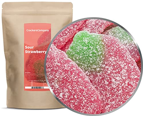 1 x 700g Saure Stärke-Erdbeeren Fruchtgummi in Erdbeerform vegetarisch glutenfrei laktosefrei von Crackerscompany