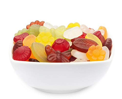 1 x 3kg Fruchtsaftgummi Mischung Frühlingsblumen gelatinefreie Fruchtgummi Mix mit Kirsche Pfirsich Ananas Erdbeergeschmack vegetarisch vegan glutenfrei laktosefrei von Crackerscompany