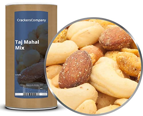 CrackersCompany 'Taj Mahal Mix' (2 x 700g in Membrandose groß) Snack Mix mit edlen Nüssen - Erdnüsse, Cashewkerne, Pekannüsse, Macadamias und Pinienkerne mit Curry-Chili-Gewürz von GREAT BRITISH TRADING LIMITED