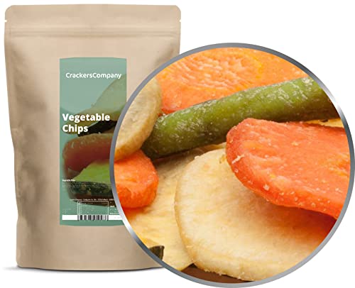 1 x 150g Gemüsechips bunte Gemüsemischung aus Süßkartoffel Kürbis Karotte Taro Bohne fettarm vegetarisch vegan glutenfrei laktosefrei Premium Qualität von Crackerscompany