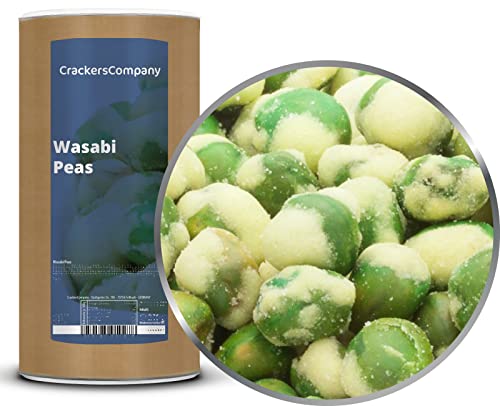 1 x 500g Grüne knackige Erbsen luftgtrocknet geröstet mit Wasabi scharf vegetarisch vegan fettarm reich an Protein von Crackerscompany