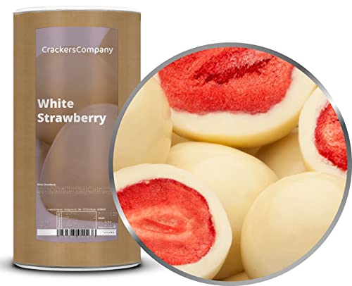 CrackersCompany 'White Strawberry' (2 x 600g in Membrandose groß) Erdbeeren in Milchschokolade - Schonend getrocknete Erdbeeren im weißen Schokoladenmantel von Crackerscompany
