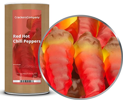 CrackersCompany 'Red Hot Chili Peppers' (3 x 1,05kg in Membrandose) Scharfe Chili Gummischoten - Süß-scharfe Chilischoten aus Fruchtgummi mit Kirschgeschmack von Crackerscompany