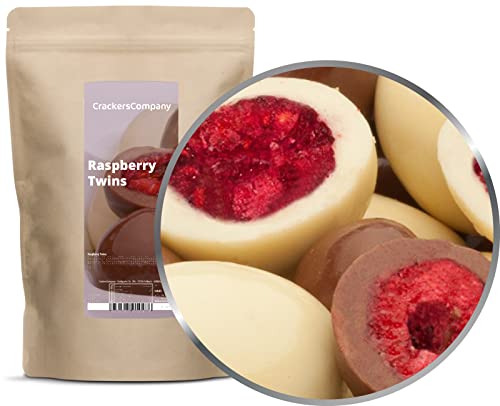 CrackersCompany 'Raspberry Twins' (2 x 500g in ZIP Beutel) Himbeeren in Milchschokolade - Getrocknete Himbeeren in weißer und brauner Schokolade. von KDJMDL
