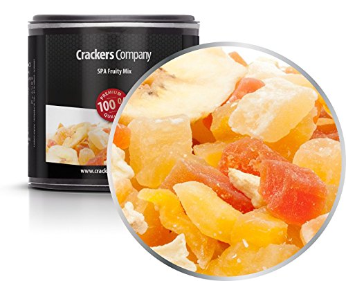 4 x 80g Exotische Fruchtmischung kandierte Fruchtstücke Papaya Mango Melone Ananas Kokos Apfel Banane fettarm salzfrei vegetarisch glutenfrei laktosefrei von Crackerscompany