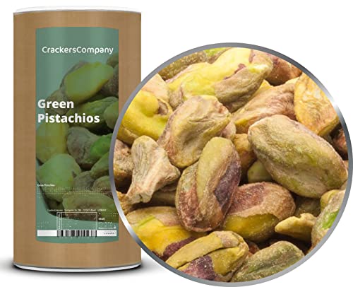 CrackersCompany 'Green Pistachios' (2 x 600g in Membrandose groß) Grüne Pistazien, naturbelassen - Ungesalzene, schonend geröstete Pistazienkerne ohne Schale. von Crackerscompany