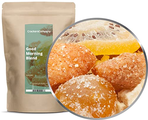 2 x 500g Kandierte Früchtemischung mit Kumquat Apfelwürfel Erdbeere Kiwi Apfel Zimt Stücken Trockenfrüchte Studentenfutter fettfrei glutenfrei laktosefrei salzfrei von Crackerscompany