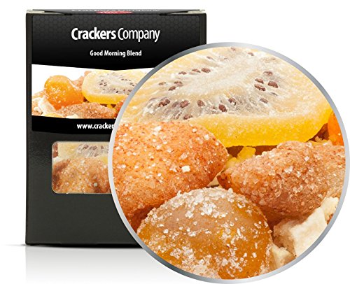 4 x 85g Kandierte Früchtemischung mit Kumquat Apfelwürfel Erdbeere Kiwi Apfel Zimt Stücken Trockenfrüchte Studentenfutter fettfrei glutenfrei laktosefrei salzfrei von Crackerscompany