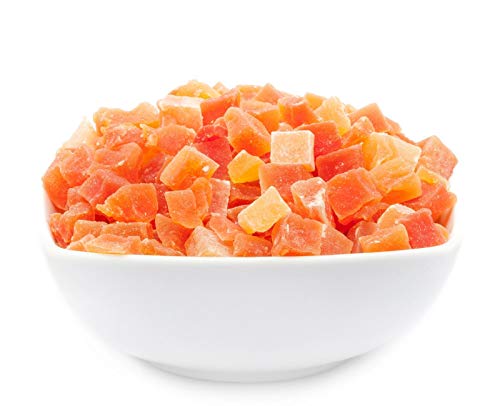 1 x 5kg Papaya gehackt gewürfelt kandiert für Joghurt Quark Müsli sehr fettarm salzfrei vegetarisch vegan glutenfrei laktosefrei 100 % Premium von Crackerscompany