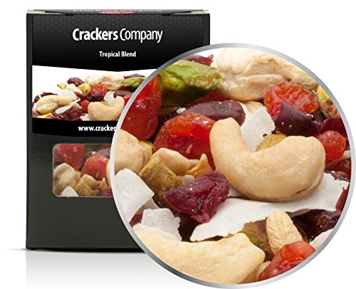 4 x 80g Studentenfutter Tropische Premium Nussmischung mit Cashew Kirsche Cranberry Pistazie Kokos ohne salzzusatz vegetarisch vegan glutenfrei laktosefrei von Crackerscompany