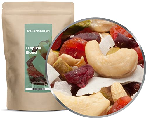 CrackersCompany 'Tropical Blend' (3 x 500g in ZIP Beutel) Fruchtig nussige Edelmischung - Tropischer Nussmix mit Trockenfrüchten und Kokos-Streifen von Crackerscompany