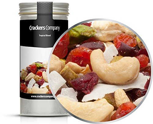 4 x 80g Studentenfutter Tropische Premium Nussmischung mit Cashew Kirsche Cranberry Pistazie Kokos ohne salzzusatz vegetarisch vegan glutenfrei laktosefrei von Crackerscompany