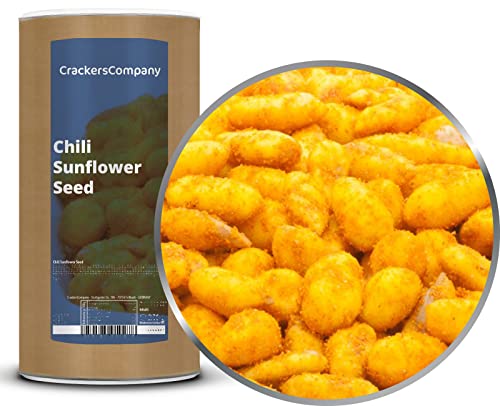 2 x 650g Sonnenblumenkerne leicht gesalzen mit Chili und Kurkuma vegetarisch Premium Qualität vegan laktosefrei glutenfrei fettarm von Crackerscompany