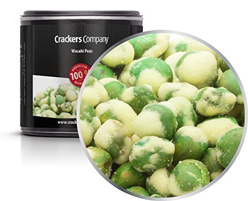 5 x 65g Grüne knackige Erbsen luftgtrocknet geröstet mit Wasabi scharf vegetarisch vegan fettarm reich an Protein von Crackerscompany