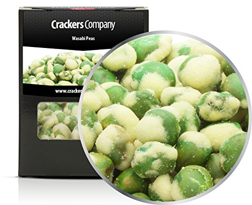 5 x 65g Grüne knackige Erbsen luftgtrocknet geröstet mit Wasabi scharf vegetarisch vegan fettarm reich an Protein von Crackerscompany