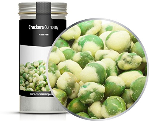 5 x 65g Grüne knackige Erbsen luftgtrocknet geröstet mit Wasabi scharf vegetarisch vegan fettarm reich an Protein von Crackerscompany