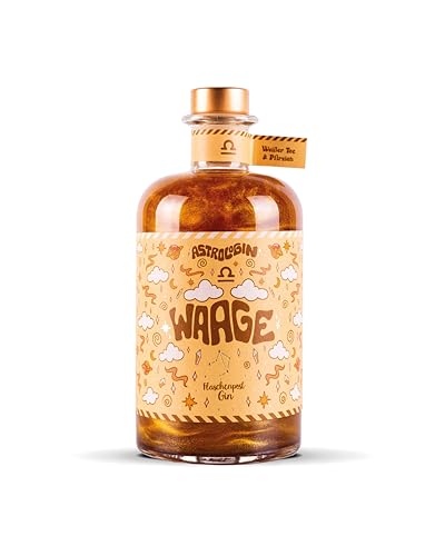 AstroloGin - WAAGE Sternzeichen Gin Für jedes Sternzeichen ein Gin Farbiger Glitzer Gin mit Weißer Tee & Pfirsich Premium Gin aus Deutschland Von Flaschenpost Gin 41% Vol (1 x 0,5l) von Craft Circus