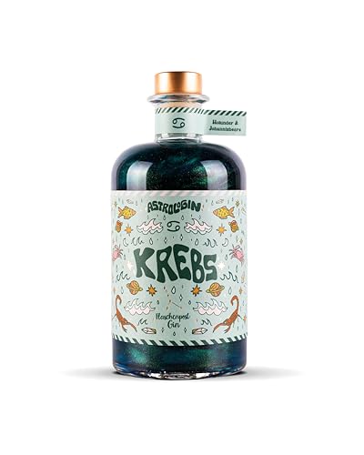 AstroloGin - KREBS Sternzeichen Gin Für jedes Sternzeichen ein Gin Farbiger Glitzer Gin mit Holunder & Johannisbeere Premium Gin aus Deutschland Von Flaschenpost Gin 41% Vol (1 x 0,5l) von Craft Circus