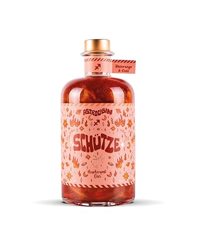 AstroloGin - SCHÜTZE Sternzeichen Gin Für jedes Sternzeichen ein Gin Farbiger Glitzer Gin mit Blutorange & Chili Premium Gin aus Deutschland Von Flaschenpost Gin 41% Vol (1 x 0,5l) von Craft Circus