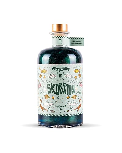 AstroloGin - SKORPION Sternzeichen Gin Für jedes Sternzeichen ein Gin Farbiger Glitzer Gin mit Holunder & Johannisbeere Premium Gin aus Deutschland Von Flaschenpost Gin 41% Vol (1 x 0,5l) von Craft Circus