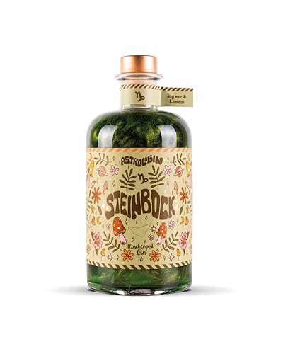 AstroloGin - STEINBOCK Sternzeichen Gin Für jedes Sternzeichen ein Gin Farbiger Glitzer Gin mit Ingwer & Limette Premium Gin aus Deutschland Von Flaschenpost Gin 41% Vol (1 x 0,5l) von Craft Circus