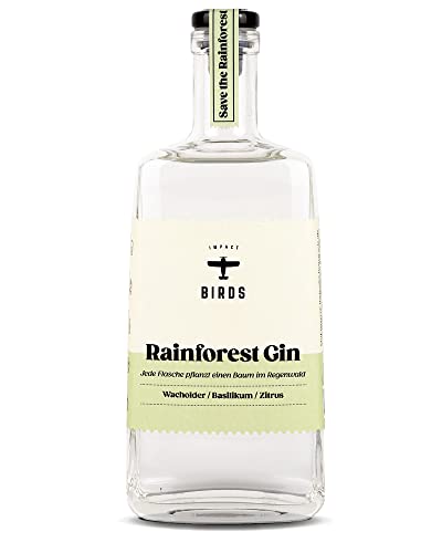 BIRDS Rainforest Gin Handmade Dry Gin mit Basilikum, Zitrus, Ingwer & Rosa Pfeffer Aus Deutschland Geschenkidee für Weltverbesserer (0,5l) von Craft Circus