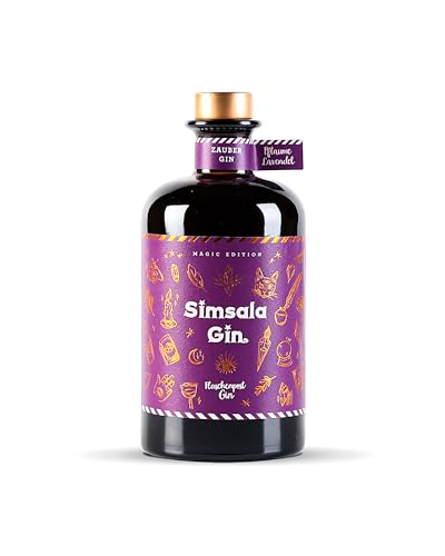 FLASCHENPOST GIN - Simsala Gin - Handmade-Gin verfeinert mit Pflaume & Lavendel - Zauber-Gin verfärbt sich mit Tonic von Blau zu Lila - Magic Edition (0,5l) von Craft Circus