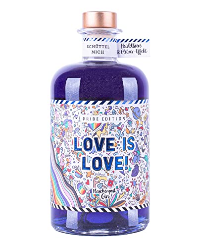 FLASCHENPOST GIN Love Is Love - Pride Edition - Deutscher Handmade Premium Blue Gin Mit Blaubeeren Und Glitzer Effekt - Ideal Als Geschenk (0,5l) von Craft Circus