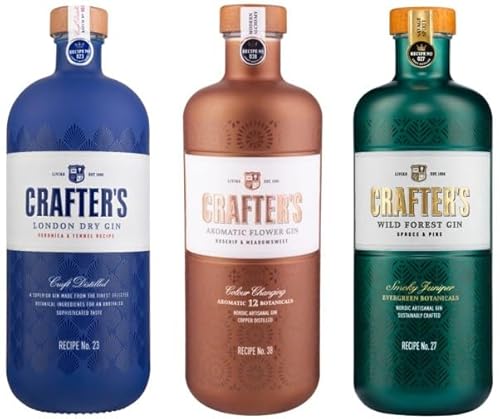 Best of Estonia Gin Set | 2.1 Liter | Crafter`s London Dry, Aromatic Flower & Wild Forest Gin | Premium Gin Tasting Set | für jeden Gin Liebhaber von Crafter`s