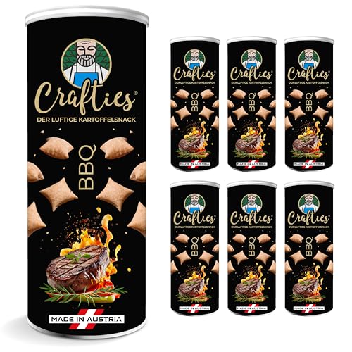 Crafties Chips, kalorienarme Kartoffelchips, fettfrei gebacken, gesunde Snacks zum Abnehmen, natürliche Zutaten, BBQ (6x 60g) von Crafties