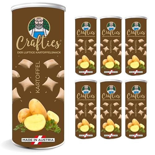 Crafties Chips, kalorienarme Kartoffelchips, fettfrei gebacken, gesunde Snacks zum Abnehmen, natürliche Zutaten, KARTOFFEL - 6x 60g von Crafties