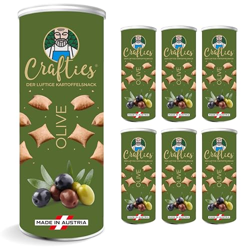 Crafties Chips, kalorienarme Kartoffelchips, fettfrei gebacken, gesunde Snacks zum Abnehmen, natürliche Zutaten, OLIVE - 6x 60g Crafties Chips, kalorienarme Kartoffelchips, fettfrei gebacken, gesunde Snacks zum Abnehmen, natürliche Zutaten, OLIVE - 6x 60g von Crafties