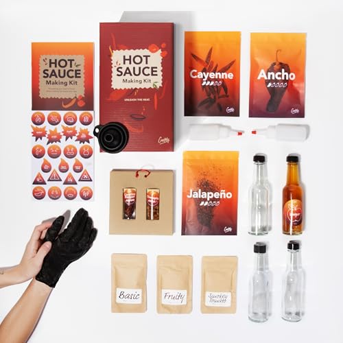 Chili-Set zum Selbermachen | DIY Hot Sauce Set | DIY Set Für Erwachsene | Ancho, Jalapeño, Cayenne, Charapita, Carolina Reaper | Tolles Geschenk-Set für Männer & Frauen von Craftly