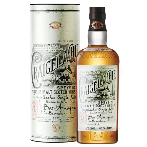 CRAIGELLACHIE 13 Year Old Speyside Single Malt Scotch Whisky in Geschenkverpackung, Armagnac Cask Finish, gereift in Bas-Armagnac-Fässern, 46% vol, 700 ml / 70 cl von Craigellachie